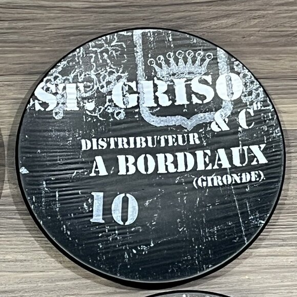 Set Of 4 Williams-Sonoma Black Vineyard Slate Appetizer Plates Wine Themed - Picture 3 of 16